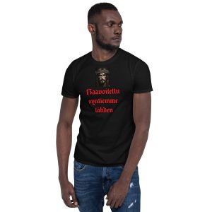 Short-Sleeve Unisex=Miehille ja naisille T-Shirt Haavoitettu syntiemme tähden